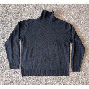 Uniqlo Mens XXL Turtleneck Sweater 100% Wool Gray Minimalist Neutral Casual